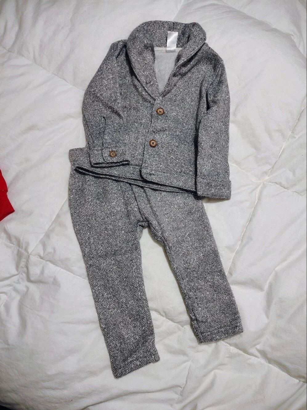 Herringbone Knit Two-Piece Set in Gray and Black